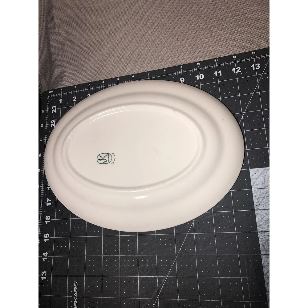 Vintage Earthenware Magnolia by EDWIN‎ KNOWLES Oval Serving Platter 12